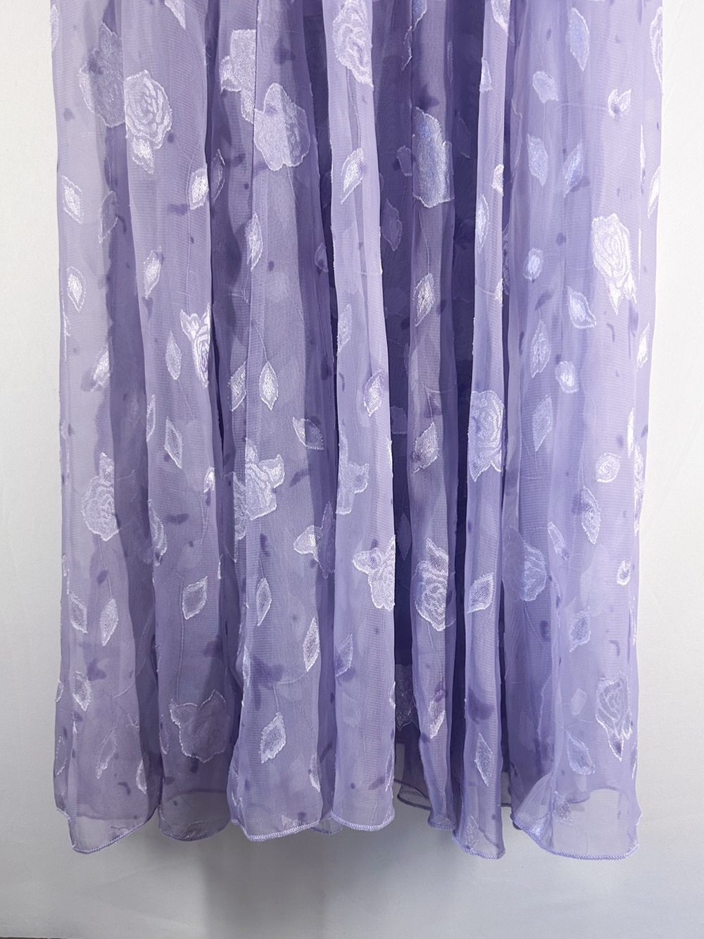 Lavender 3D Floral Appliqué Burnout Midi Dress Fairycore Coquette Small - Picture 4 of 6